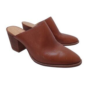 Madewell‎ Mule Harper Brown Leather Block Heel J8560 Fall Classic Womens 7